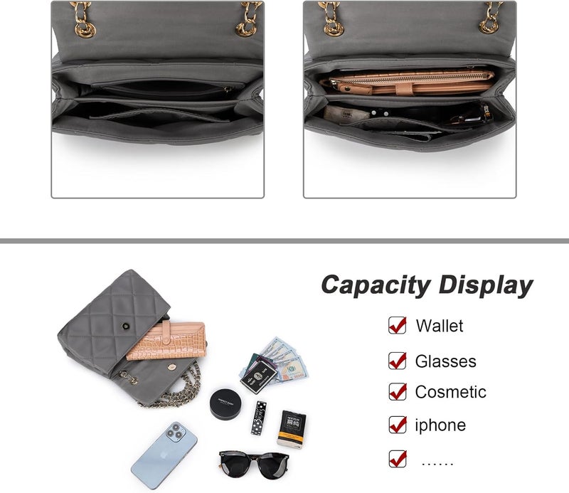 Gladdon Quilted Crossbody Purses for Women Small Ladies Shoulder Bags with Chain Trendy Clutch Purse Cute Designer Bag - Image 5
